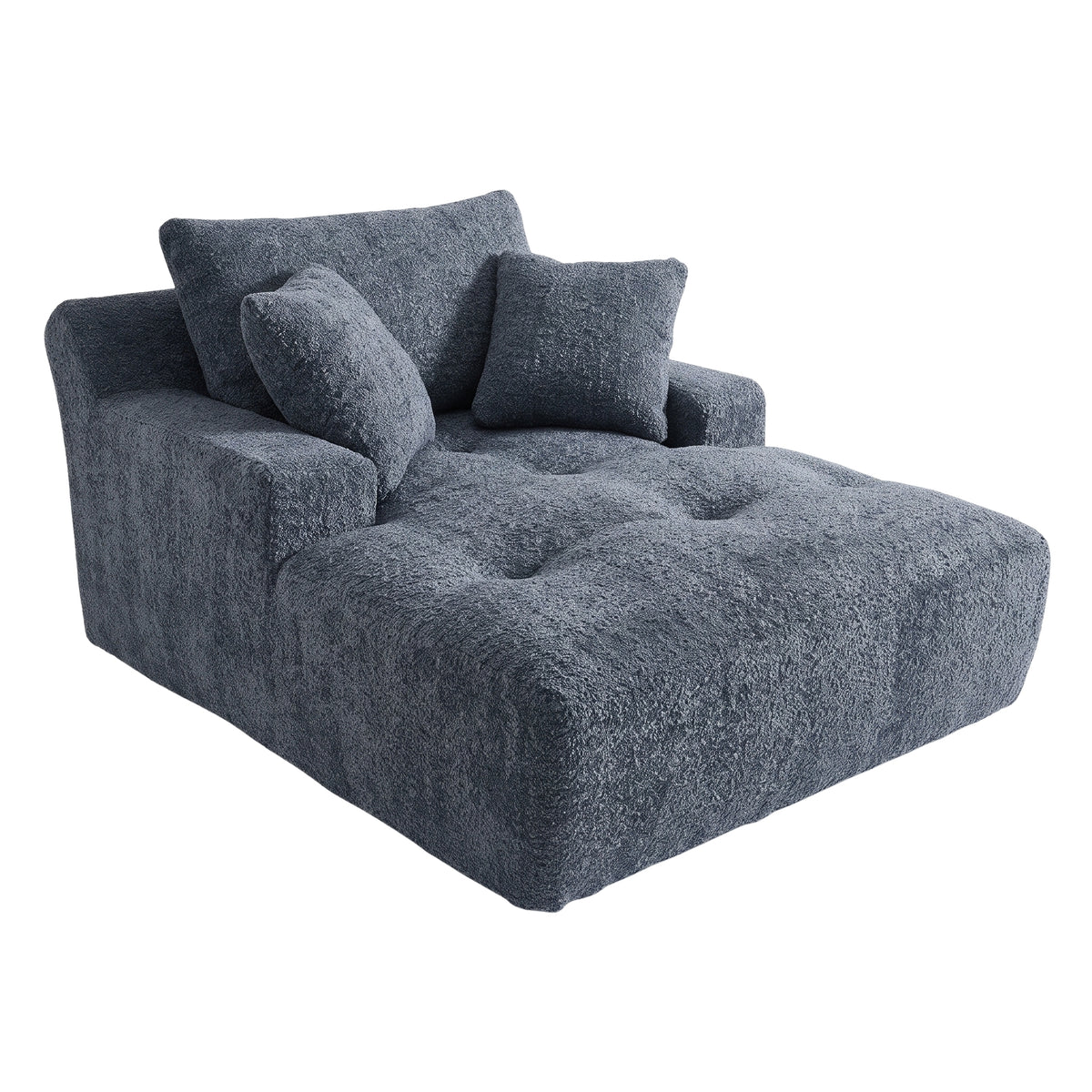 Haven Chaise Lounge Sofa – Dusty Blue Bouclé