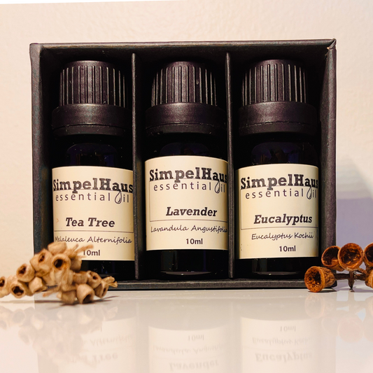 Simpelhaus 3 Essential Oil Pack with Cube Wooden Aroma Diffuser - B Simpelhaus