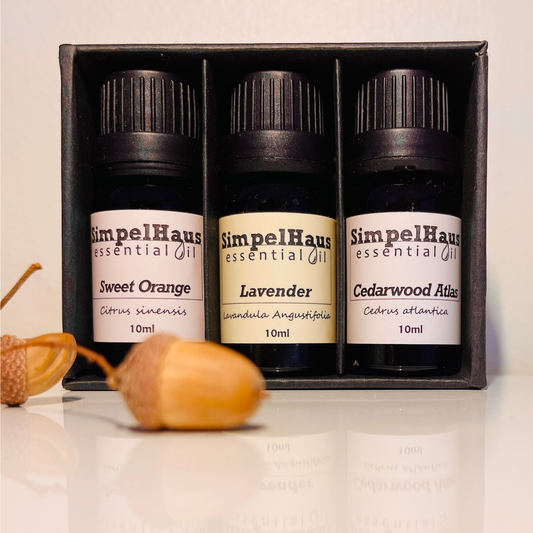 Simpelhaus 3 Essential Oil Pack with Cube Wooden Aroma Diffuser - D Simpelhaus