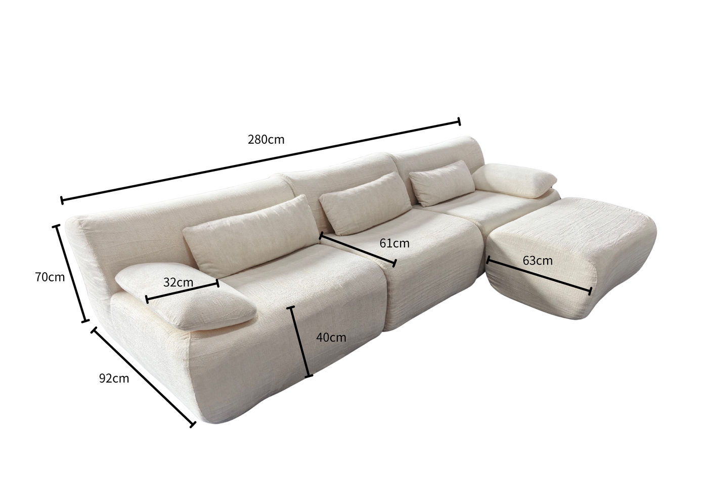 Oslo Modular Sofa – Cosy Silver dimensions diagram 1