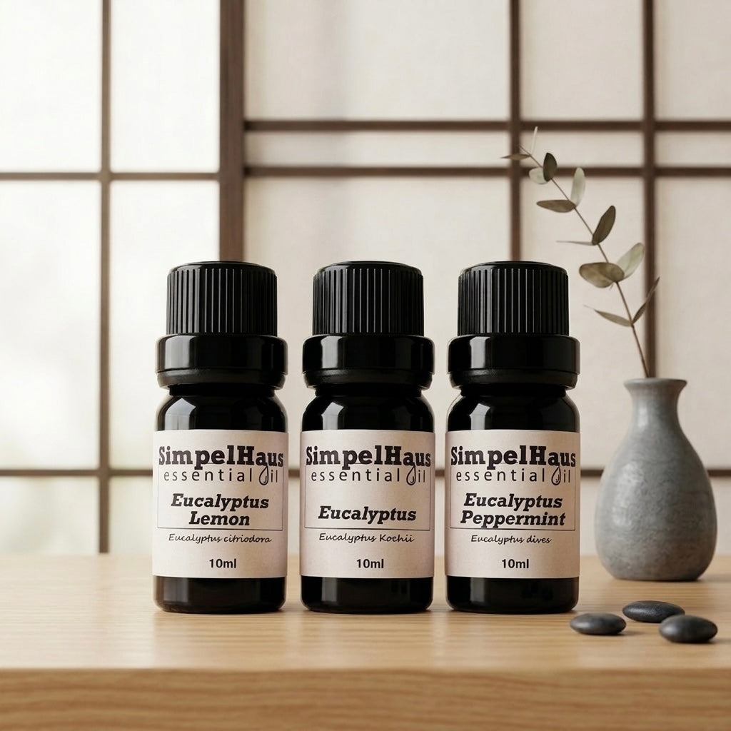 Simpelhaus 3 Essential Oil Pack with Cube Wooden Aroma Diffuser - A