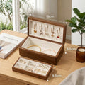 Rectangle Walnut Wood Double-Layer Jewelry Box