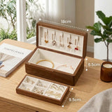 Rectangle Walnut Wood Double-Layer Jewelry Box