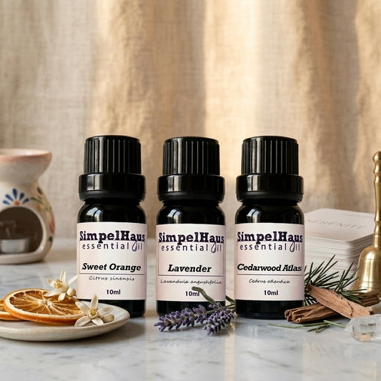 Simpelhaus 3 Essential Oil Pack with Cube Wooden Aroma Diffuser - D