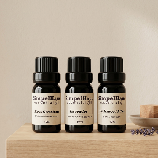 Simpelhaus 3 Essential Oil Pack with Cube Wooden Aroma Diffuser - E