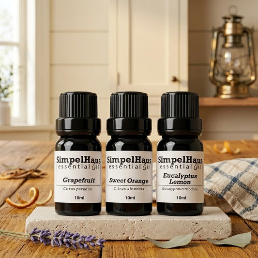 Simpelhaus 3 Essential Oil Pack with Cube Wooden Aroma Diffuser - F