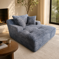 Haven Chaise Lounge Sofa – Dusty Blue Bouclé