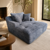 Haven Chaise Lounge Sofa – Dusty Blue Bouclé