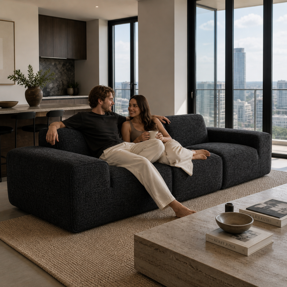 Kubus 3-Seater Sofa – Charcoal