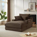 Louie Chaise Lounge Sofa with Cup Holders – Brown Corduroy