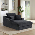 Louie Chaise Lounge Sofa with Cup Holders – Dark Grey Corduroy
