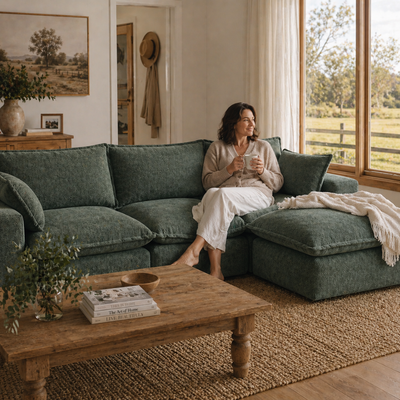 Noosa Modular Sofa with Ottoman – Sage Green