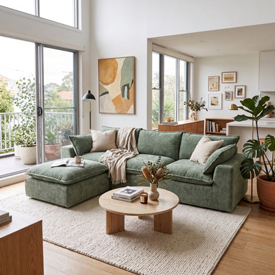 Noosa Modular Sofa with Ottoman – Olive Green