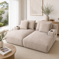 Oasis Oversized Double Chaise Lounge – Khaki Bouclé