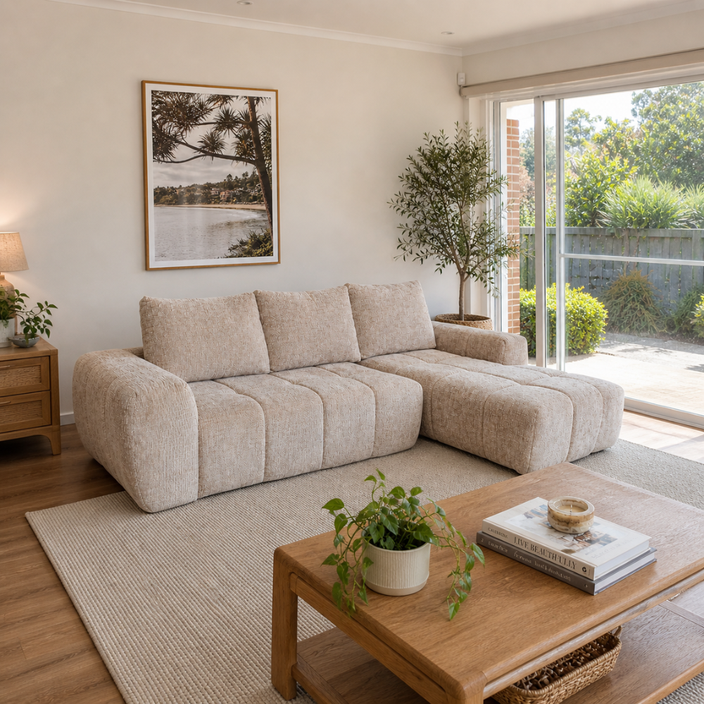 Rhythm Modular Sofa with Right Chaise – Golden Wheat