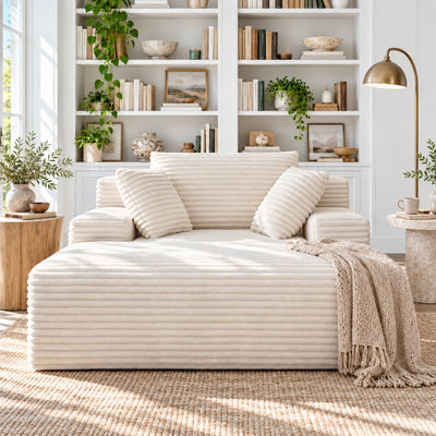 Soma Chaise Lounge Sofa – Beige Corduroy