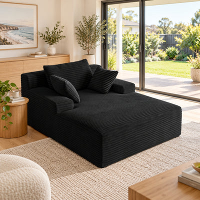Soma Chaise Lounge Sofa – Black Corduroy