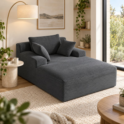 Soma Chaise Lounge Sofa – Dark Grey Corduroy