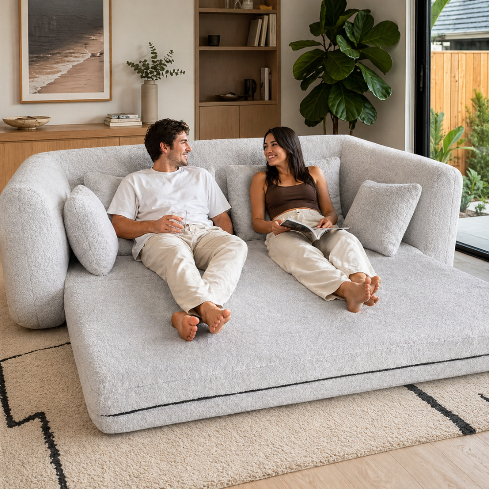 Sunday Sofa Bed – Silver Grey Bouclé