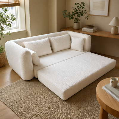 Sunday Sofa Bed – White Bouclé